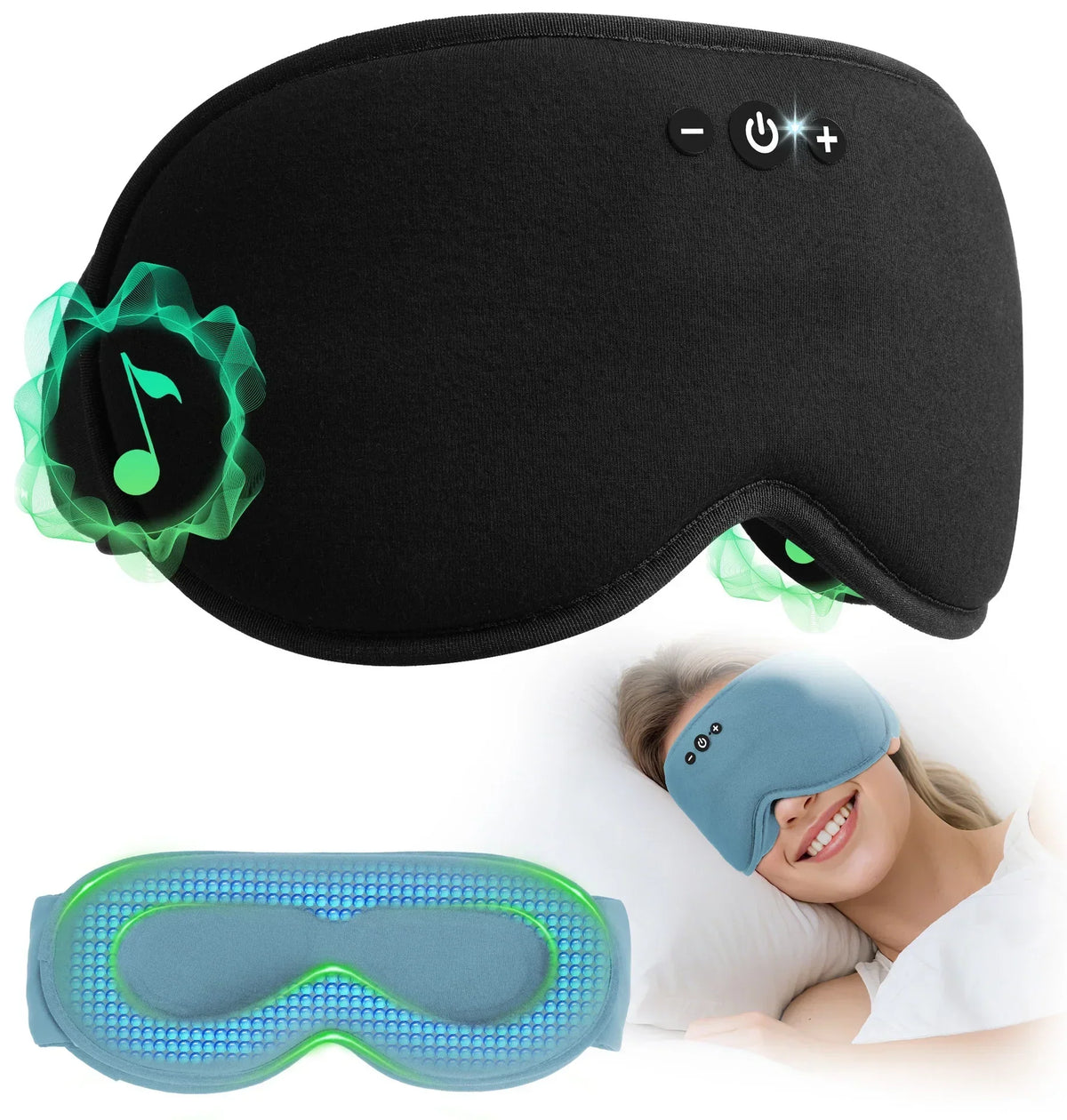 DreamEase Bluetooth-3D-Schlafmaske — Vollständige Lichtblockierung, integrierte Musikwiedergabe