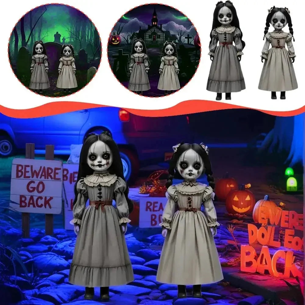 2-Piece 2D Ghost Doll Halloween Decorations — Weatherproof Outdoor Yard Figures