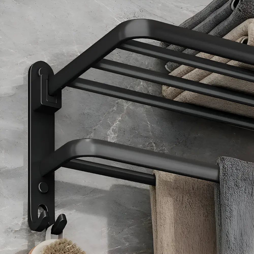 Suport pentru prosoape din aluminiu cu cârlig — uscător cu două bare