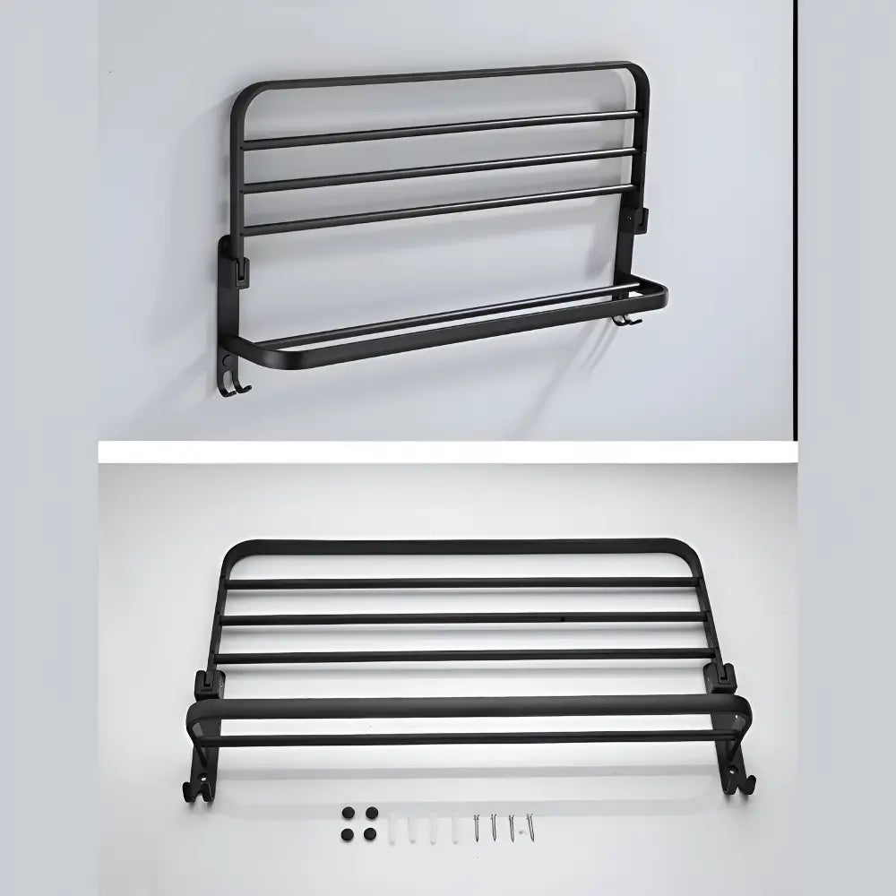 Suport pentru prosoape din aluminiu cu cârlig — uscător cu două bare