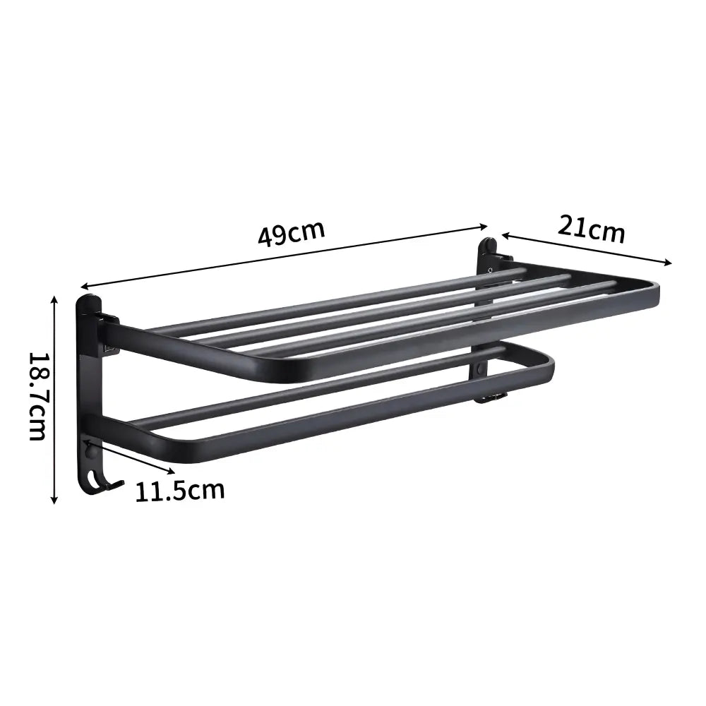 Suport pentru prosoape din aluminiu cu cârlig — uscător cu două bare
