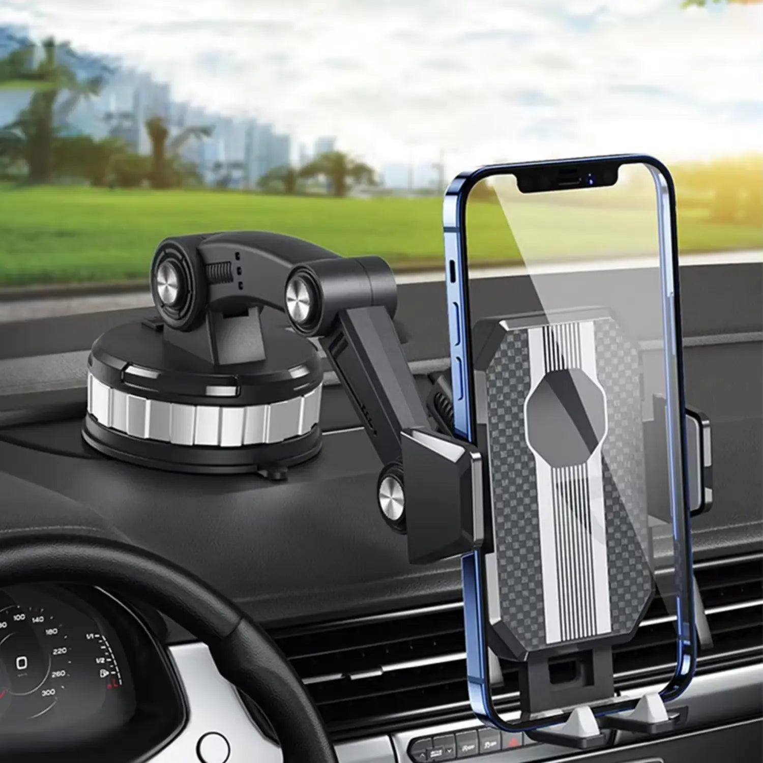 Car Phone Mount With Swivel Arm And Suction Cup For Dashboard Or Windshield