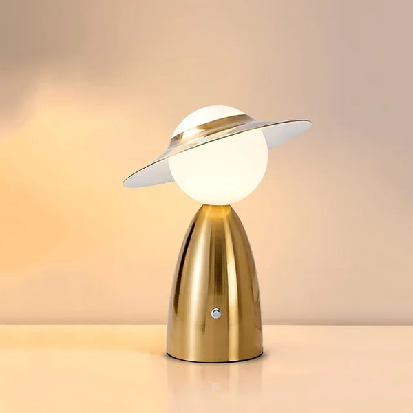 NovaHat Led Light With Tilted Shade And Gold Base For Living Room Decor And Ambient Glow