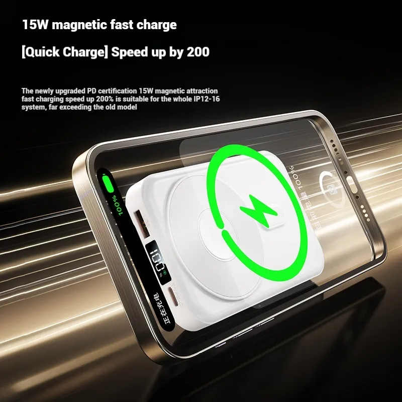 Portable Power Bank — Foldable Kickstand, Digital Display, Slim Profile Design