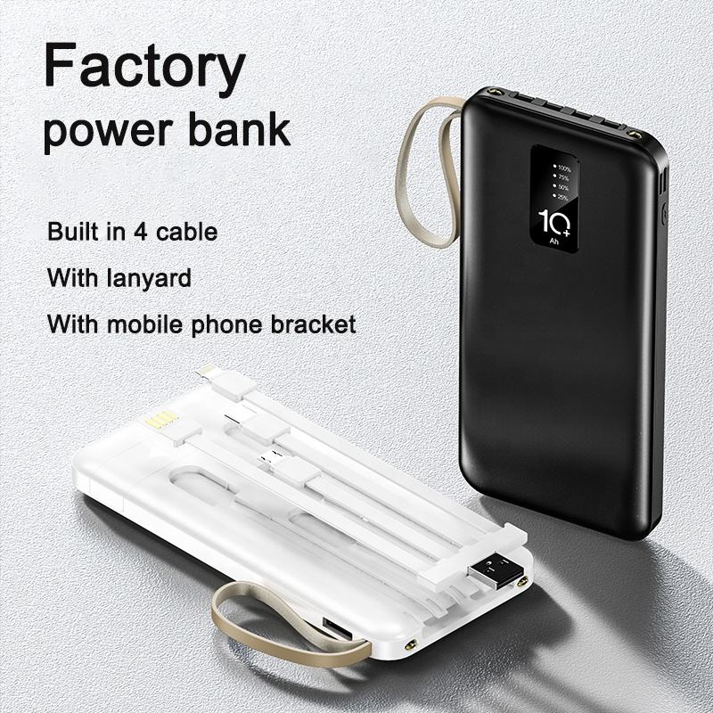 Powerbank — indbyggede kabler, intelligent strømstyring