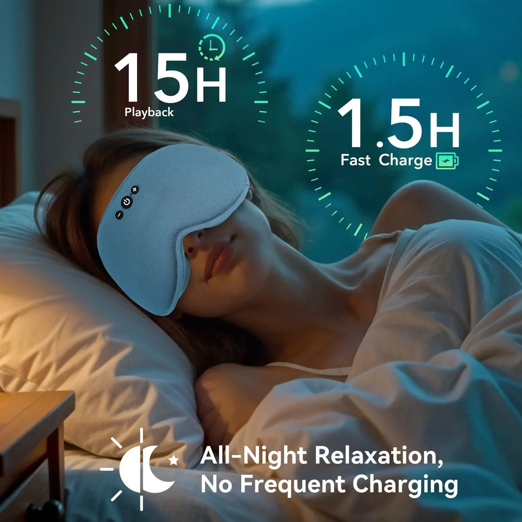 DreamEase Bluetooth-3D-Schlafmaske — Vollständige Lichtblockierung, integrierte Musikwiedergabe