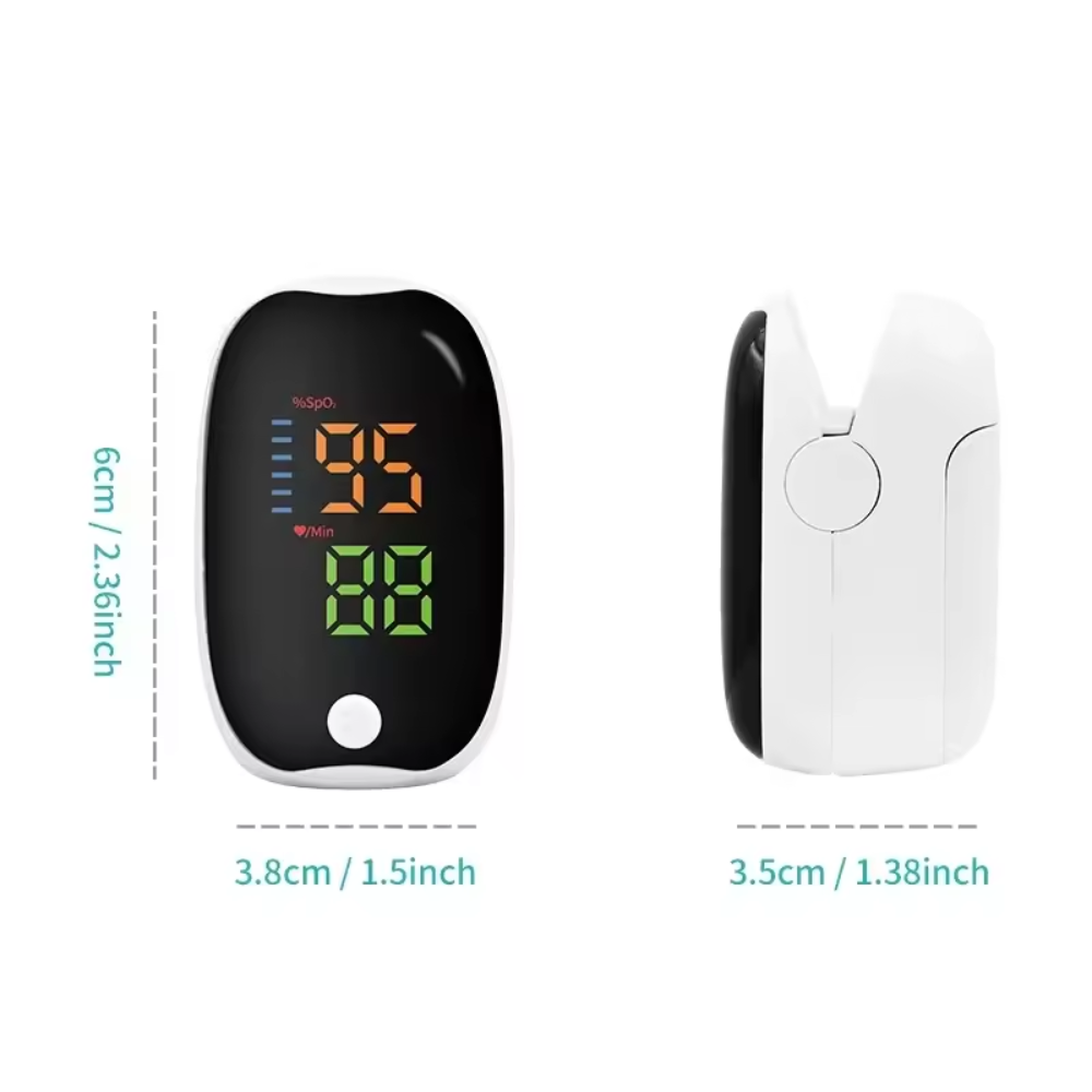 Prstový pulzní oxymetr HealthTrack — kompaktní design na prst, OLED displej, přesné měření SpO2 a srdeční frekvence