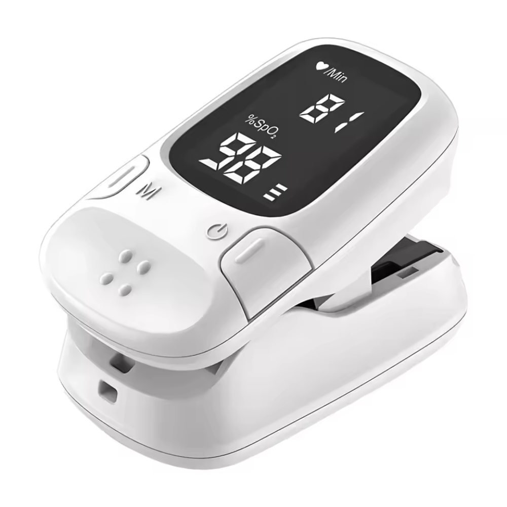 HealthTrack Compactní prstový oxymetr — ovládání jedním tlačítkem, LED displej