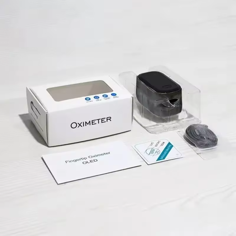 Pulsoximeter til fingerspidsen og blodsukkermåler – monitor med dobbeltfunktion og OLED-display