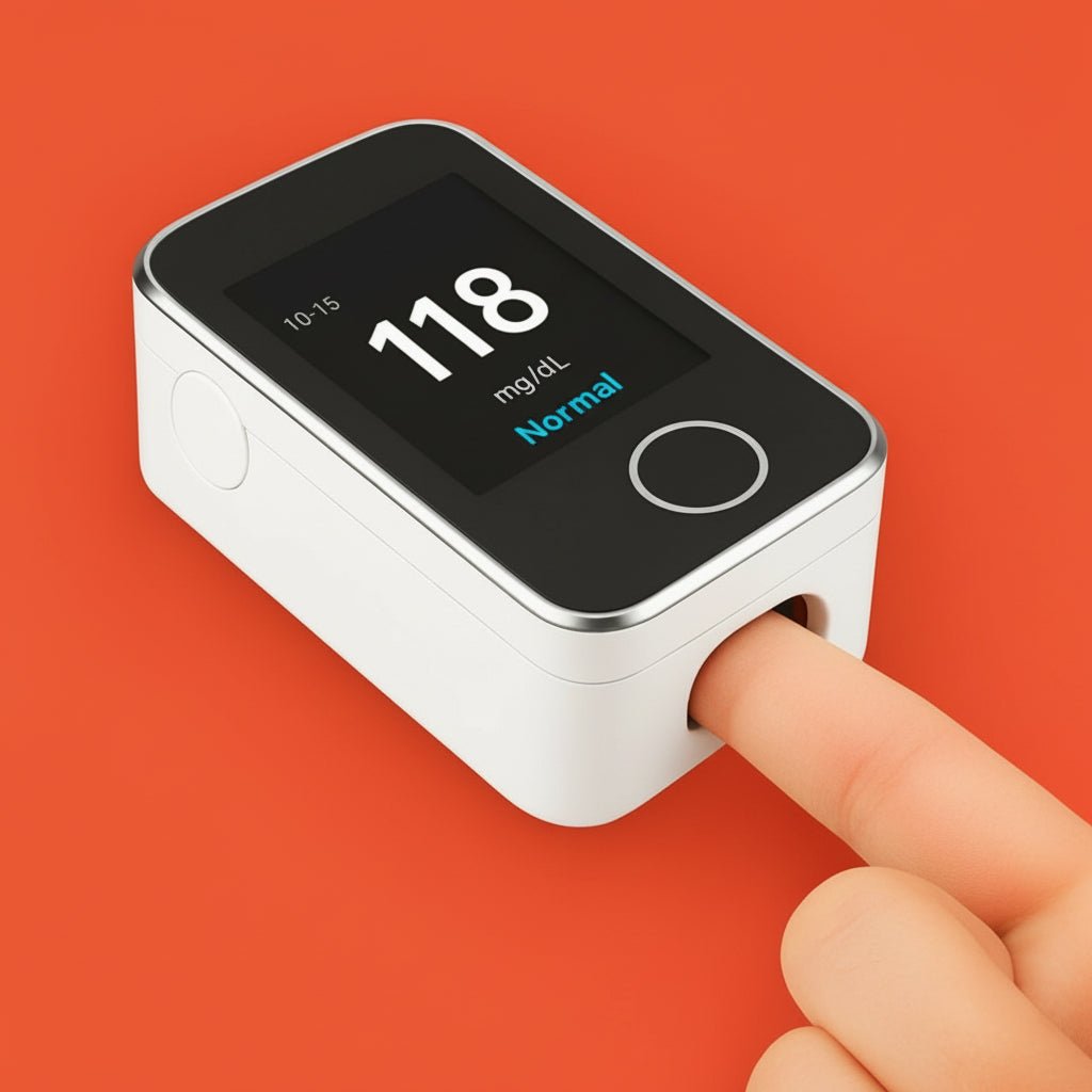 مستشعر HealthTrack السريع للعافية بالإصبع — جهاز جيبي لمراقبة النبض ونسبة الأكسجين