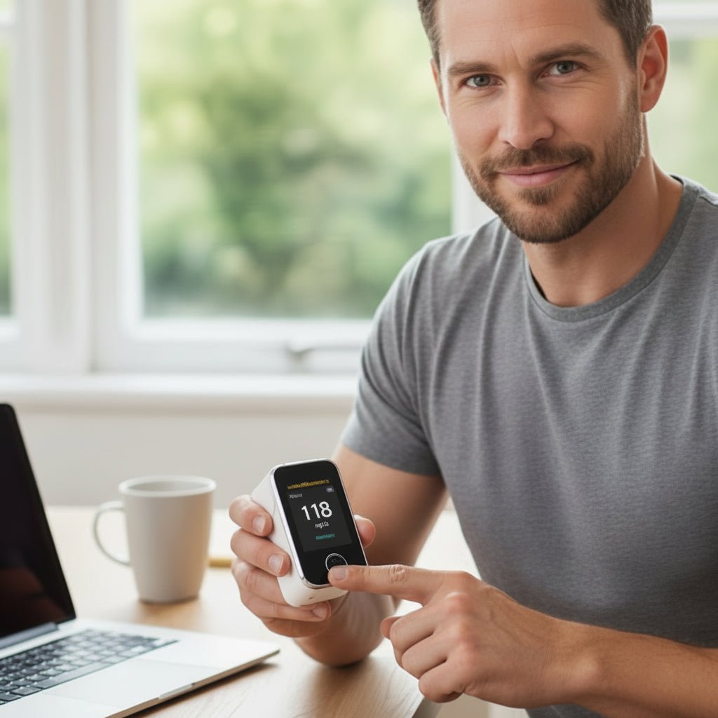 مستشعر HealthTrack السريع للعافية بالإصبع — جهاز جيبي لمراقبة النبض ونسبة الأكسجين