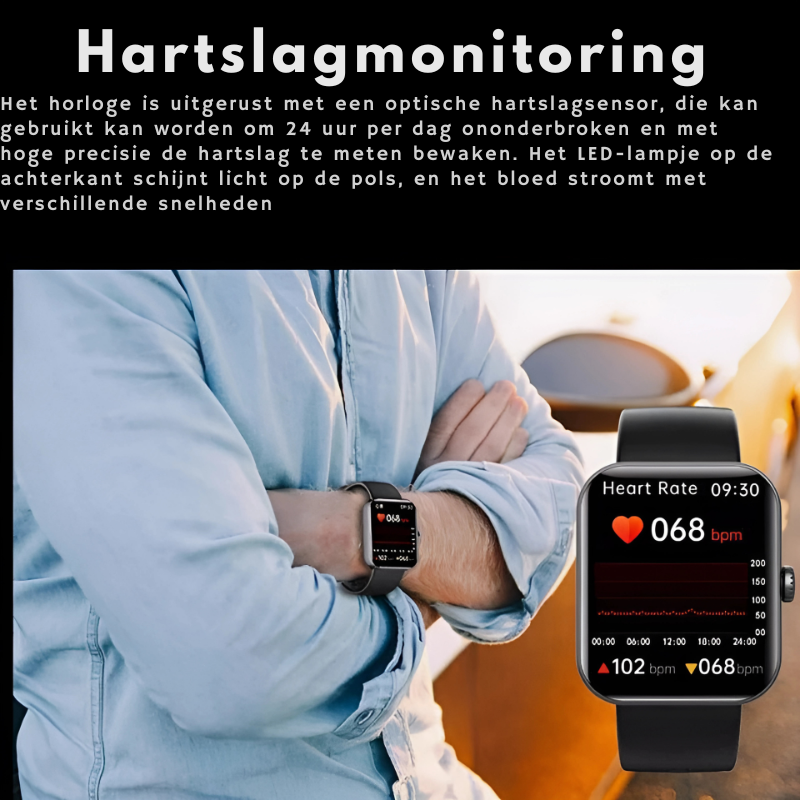 HealthTrack-verensokeria seuraava älykello — reaaliaikaiset tiedot ja jatkuva seuranta