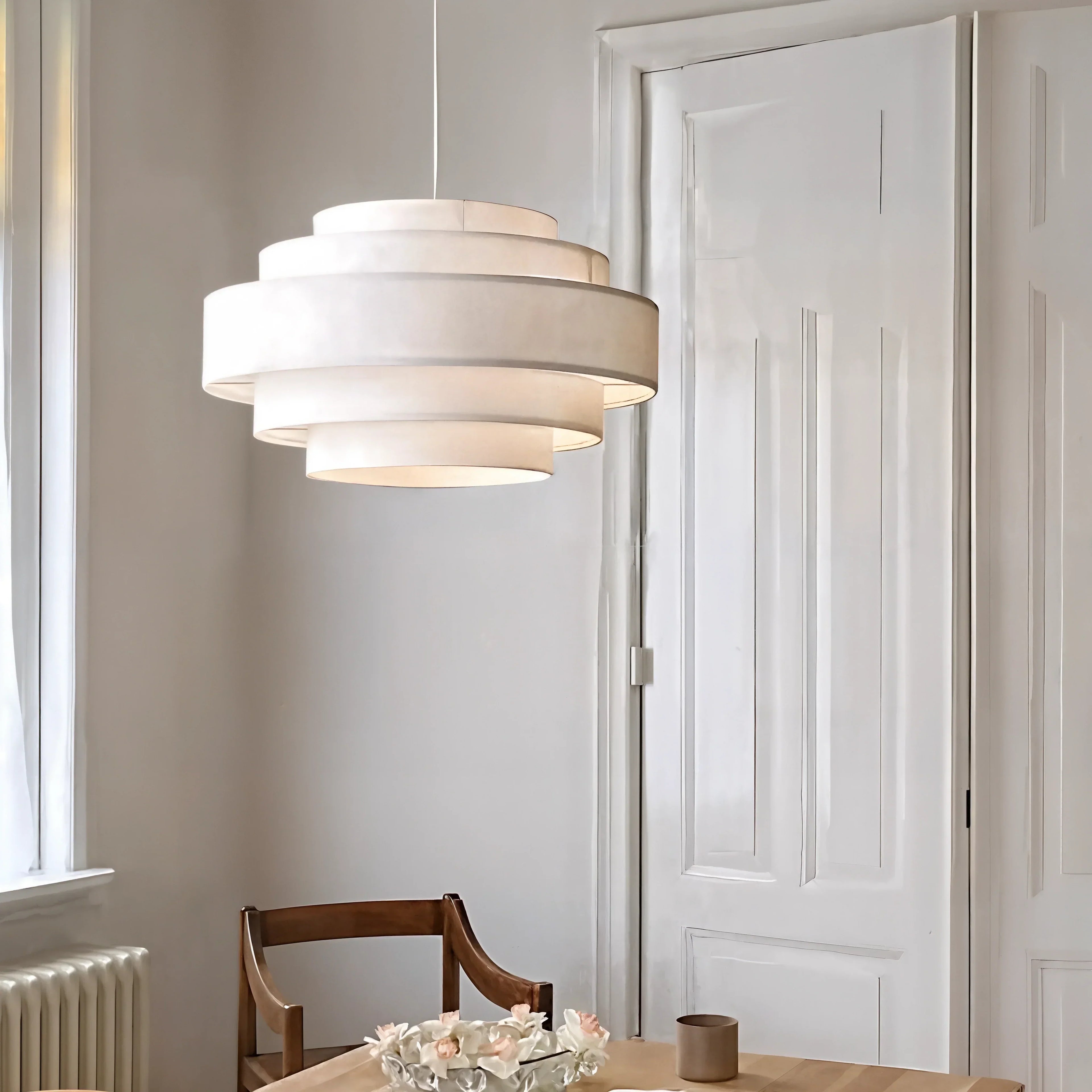 LumenSpiral Contemporary Spiral Textile Ceiling Light For Living Rooms And Bedrooms