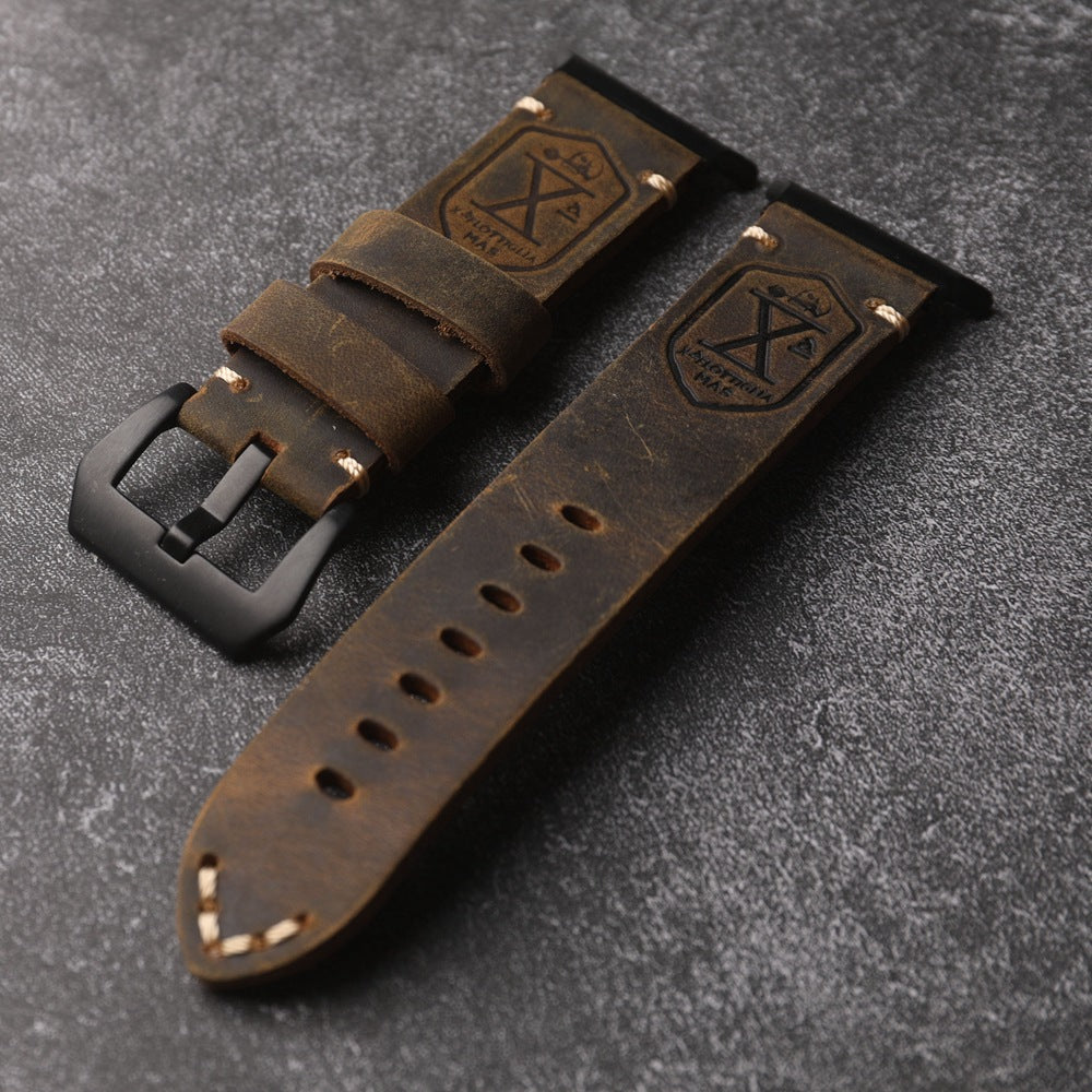 Heritage Collection Vintage Leather Strap For Samsung Watch Ultra — Adjustable Fit, Hand-Stitched Seam Detail