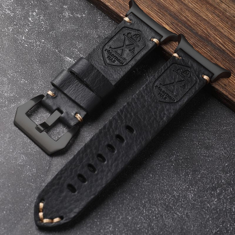 Heritage Collection Vintage Leather Strap For Samsung Watch Ultra — Adjustable Fit, Hand-Stitched Seam Detail