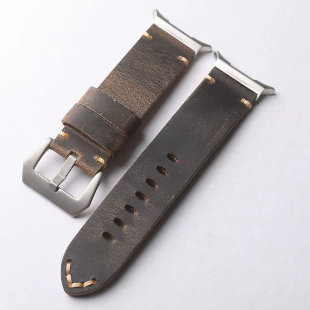 Heritage Collection Vintage Leather Strap For Samsung Watch Ultra — Adjustable Fit, Hand-Stitched Seam Detail