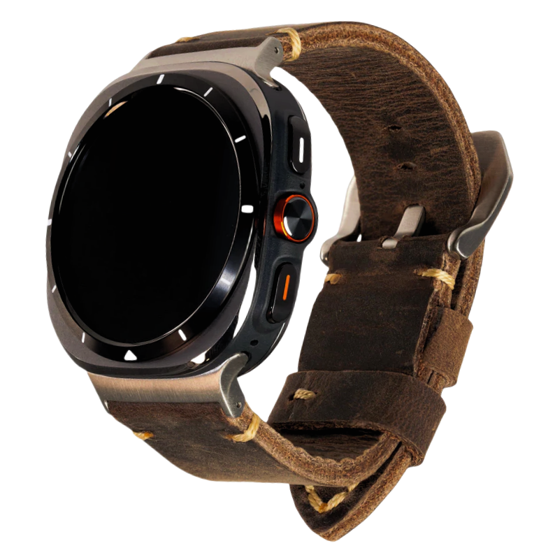Heritage Collection Vintage Leather Strap For Samsung Watch Ultra — Adjustable Fit, Hand-Stitched Seam Detail