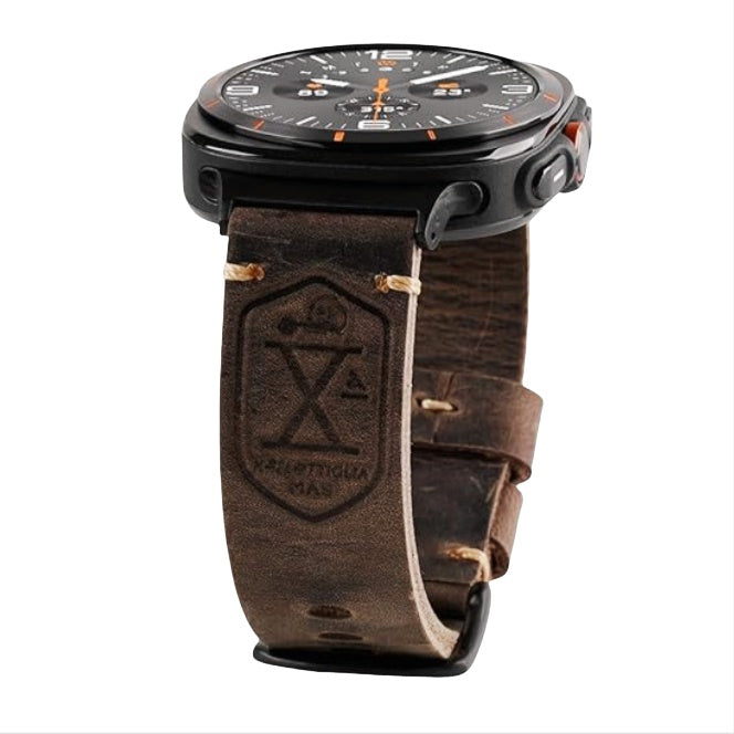 Heritage Collection Vintage Leather Strap For Samsung Watch Ultra — Adjustable Fit, Hand-Stitched Seam Detail