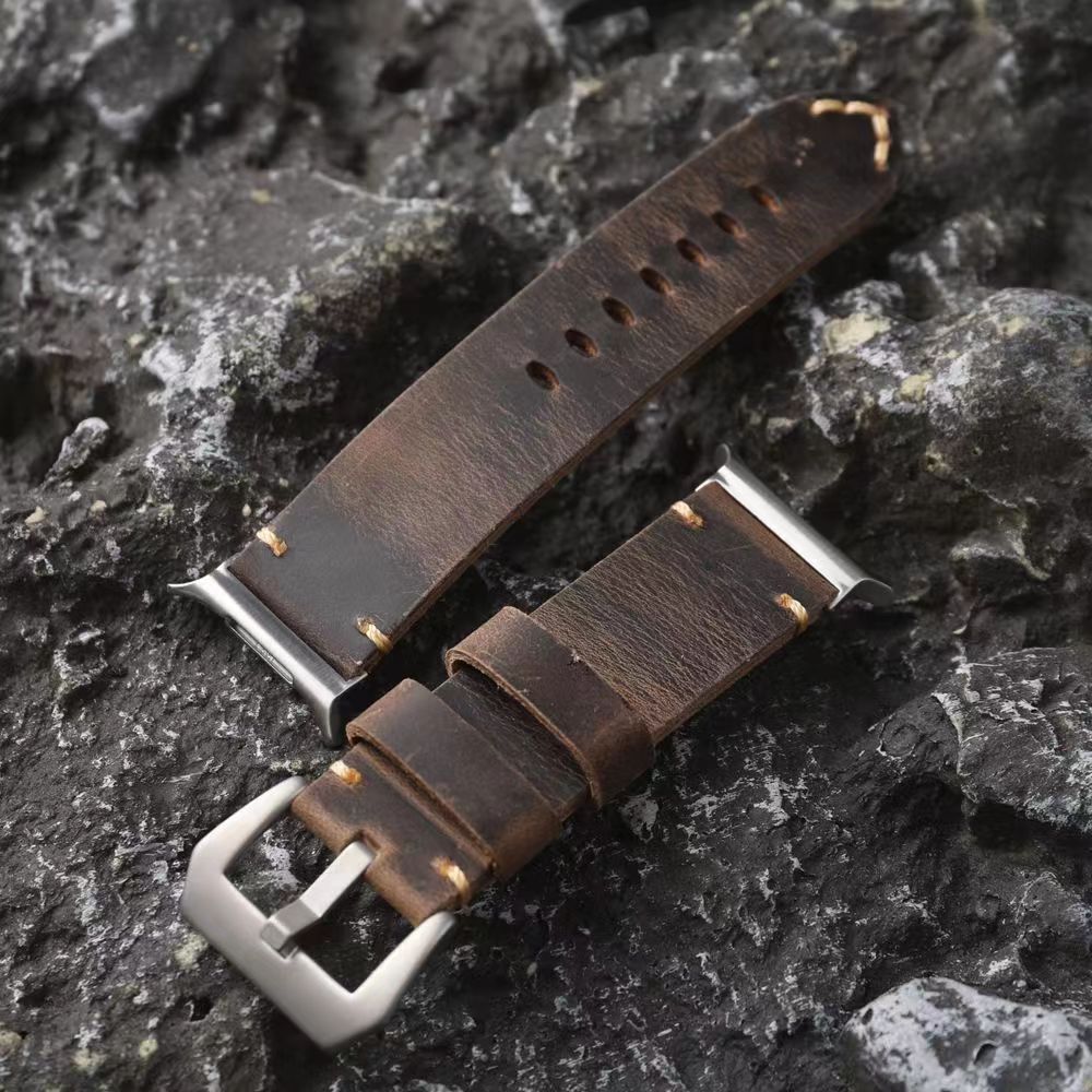 Heritage Collection Vintage Leather Strap For Samsung Watch Ultra — Adjustable Fit, Hand-Stitched Seam Detail