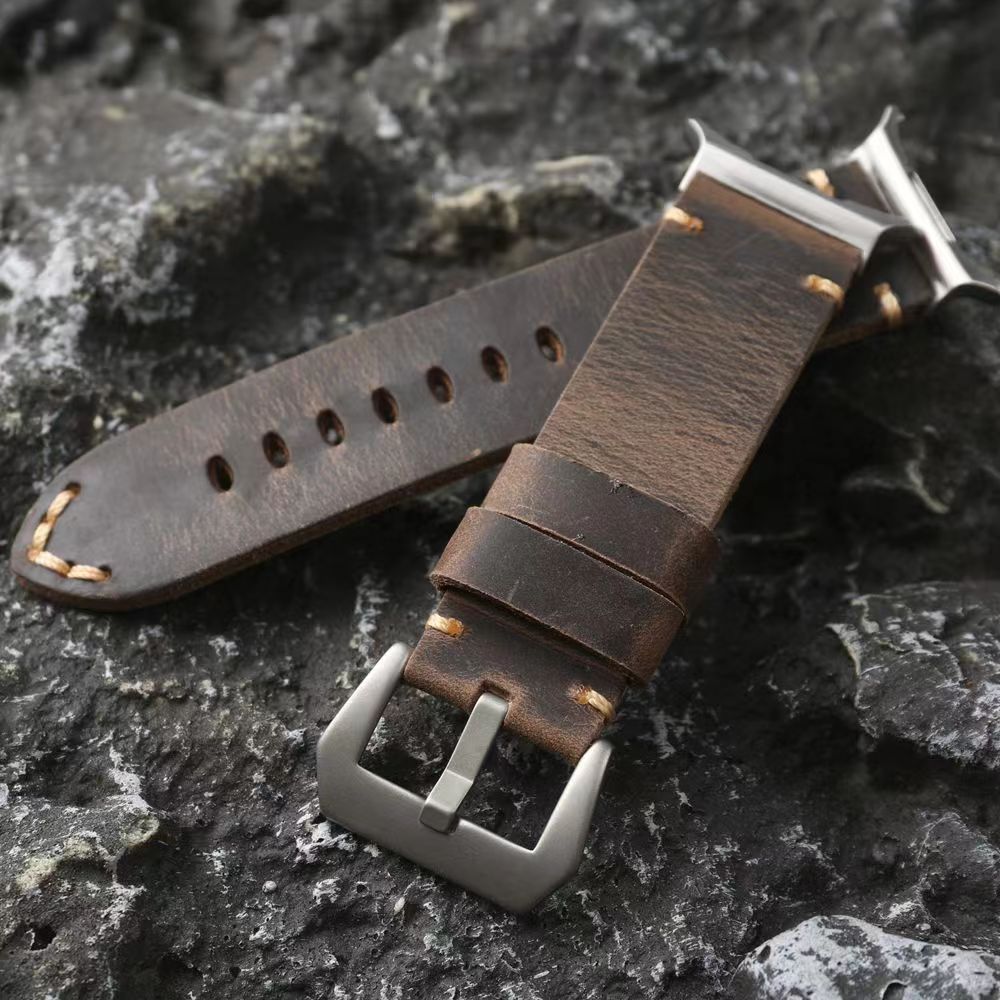 Heritage Collection Vintage Leather Strap For Samsung Watch Ultra — Adjustable Fit, Hand-Stitched Seam Detail