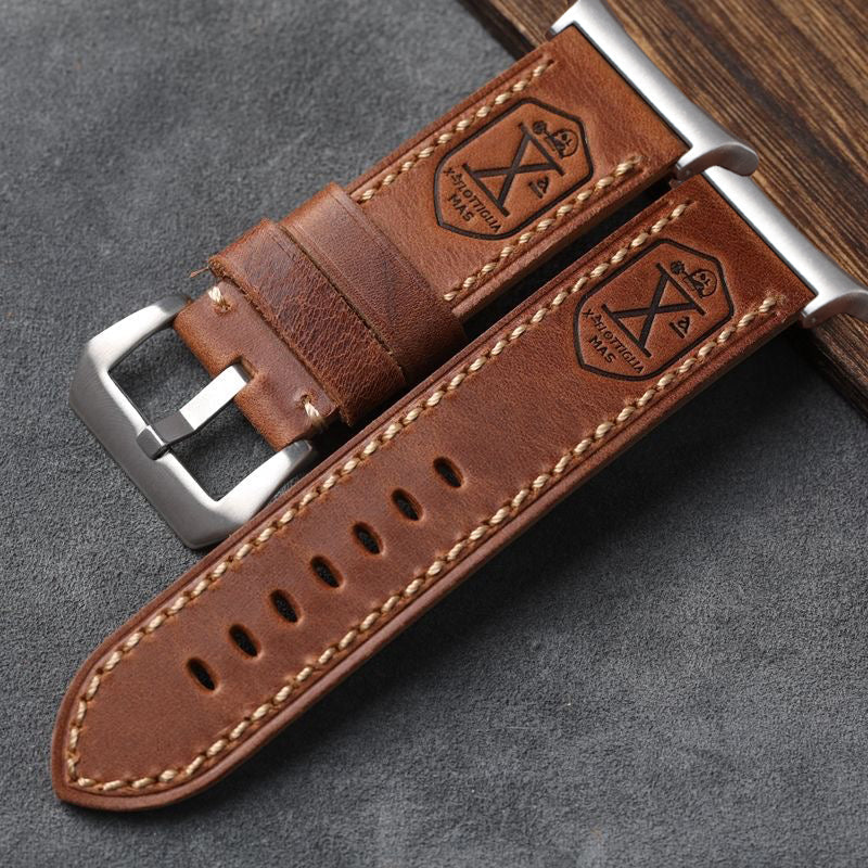 Heritage Collection Vintage Leather Strap For Samsung Watch Ultra — Adjustable Fit, Hand-Stitched Seam Detail