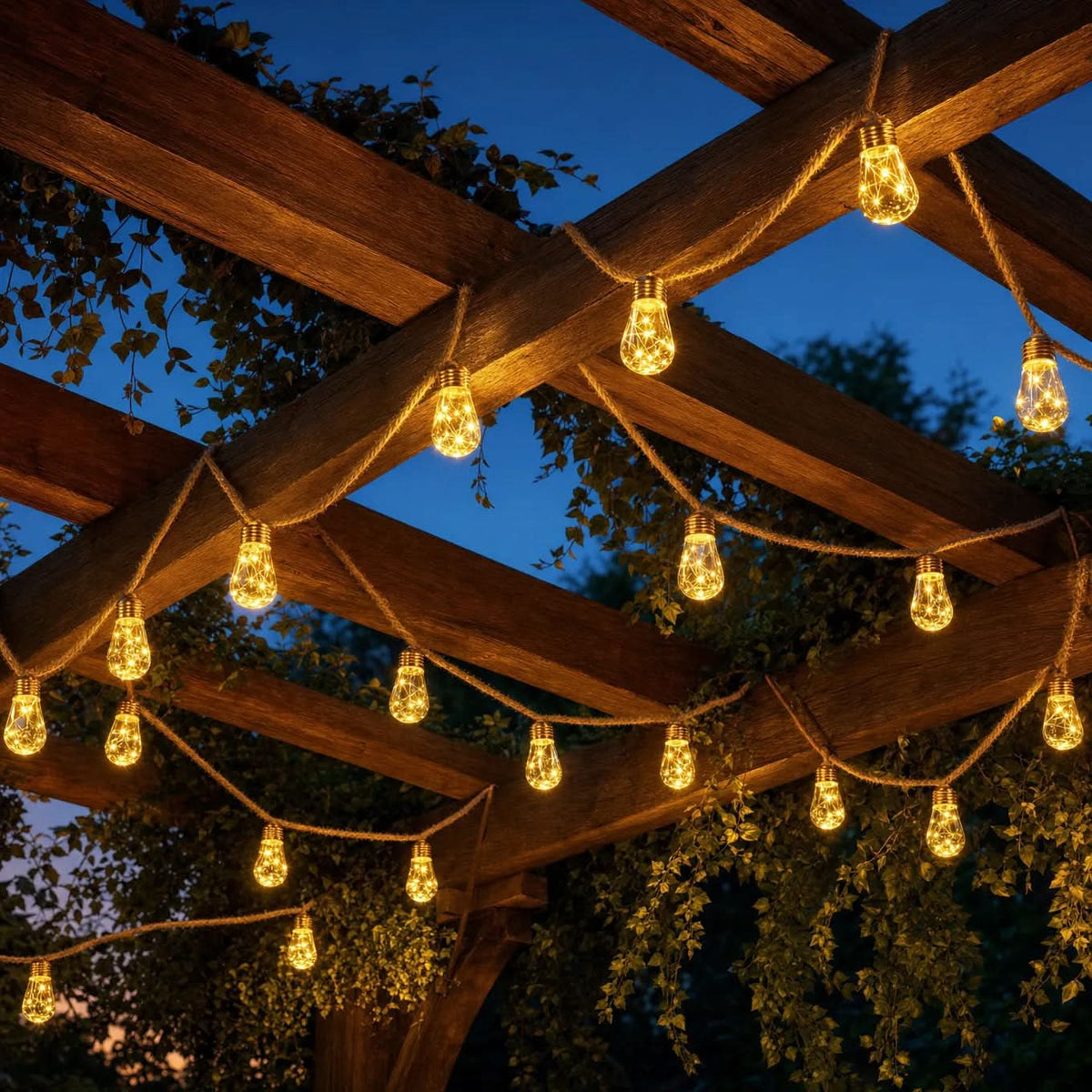 DUSKLACE Sfeerverlichting op zonne-energie — Vintage ledlampen, gezellige tuingloed