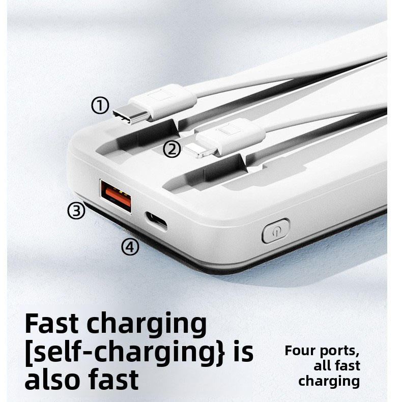 Hurtigopladende powerbank — bærbar oplader med digitalt display til iPhone-, Samsung- og USB-enheder
