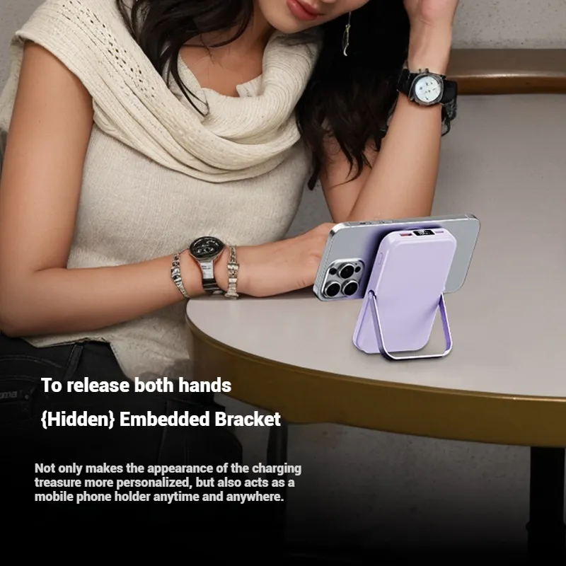 Portable Power Bank — Foldable Kickstand, Digital Display, Slim Profile Design
