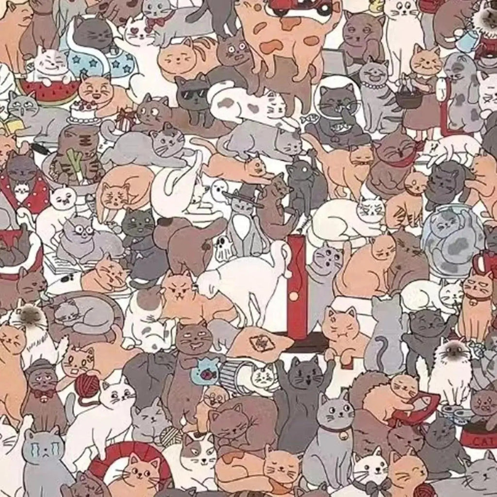 135 darabos, macskaformájú fa puzzle — Keret nélküli dekoratív kialakítás