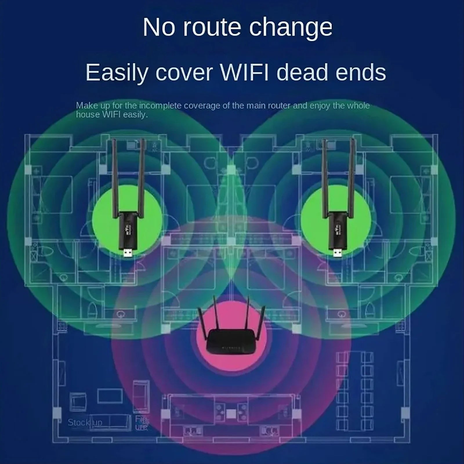 WiFi extender napájený přes USB — stabilní zesilovač signálu, rozšířené pokrytí