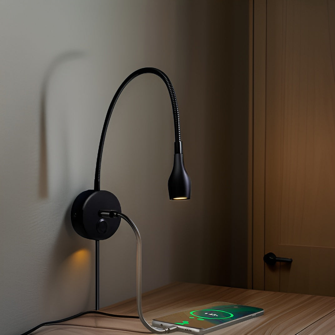 LumaFlex Wall Reading Lamp With Flexible Neck And Touch Dimming For Energy Saving