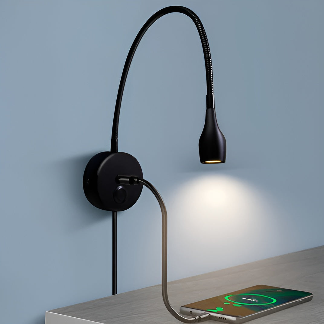 LumaFlex Wall Reading Lamp With Flexible Neck And Touch Dimming For Energy Saving