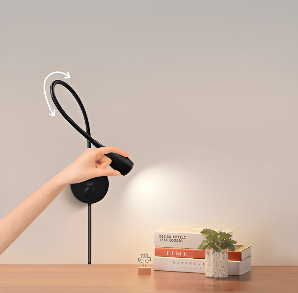 LumaFlex Wall Reading Lamp With Flexible Neck And Touch Dimming For Energy Saving