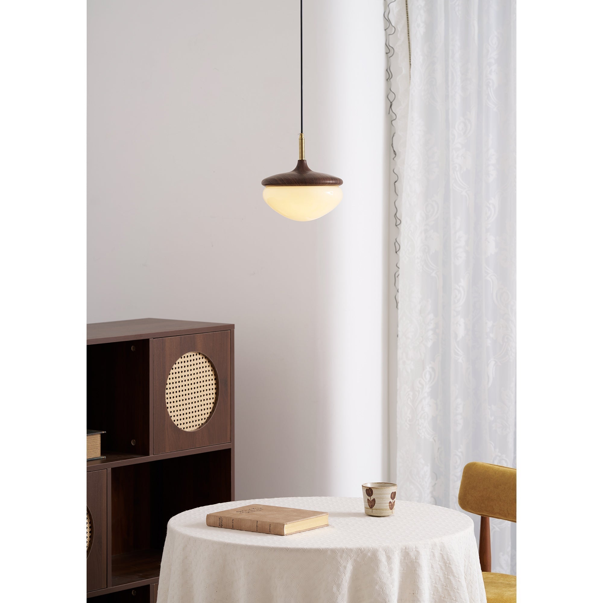 Vintage Pendant Light With Metal And Glass In Beige Gold For Dining And Living Rooms