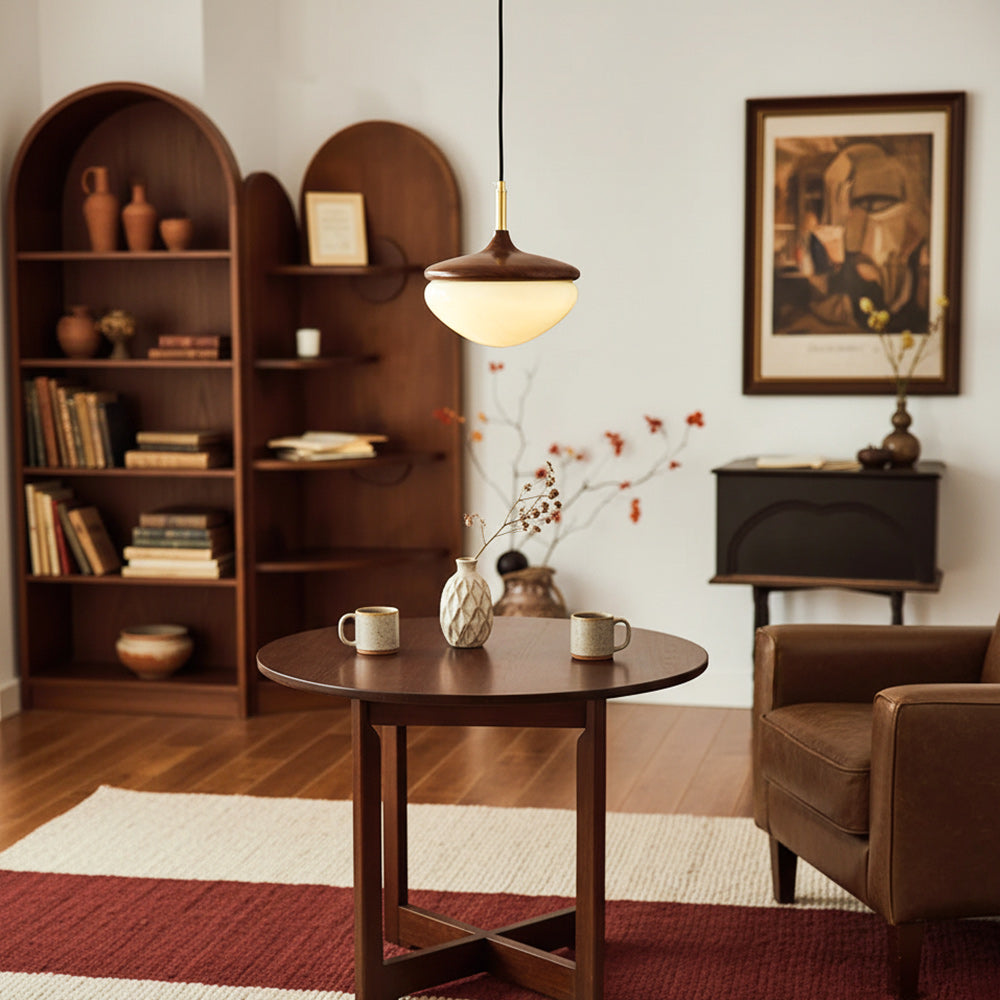 Vintage Pendant Light With Metal And Glass In Beige Gold For Dining And Living Rooms