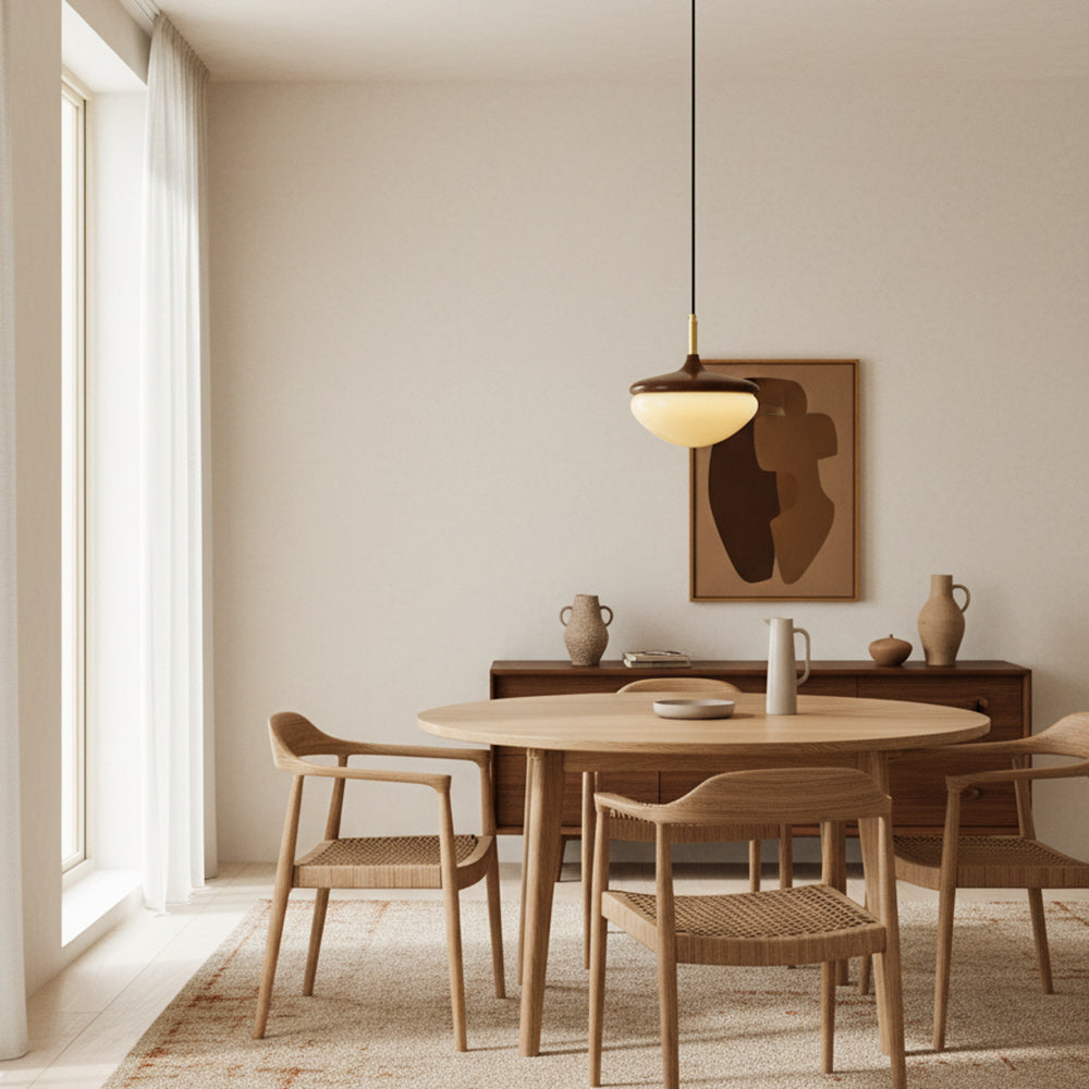 Vintage Pendant Light With Metal And Glass In Beige Gold For Dining And Living Rooms