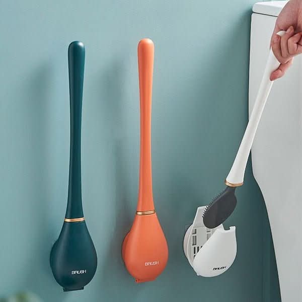 فرشاة مرحاض ووعاء حفظ من السيليكون الصحي PureSense SilicoClean — أبيض