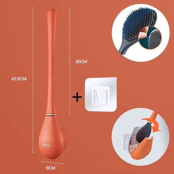 فرشاة مرحاض ووعاء حفظ من السيليكون الصحي PureSense SilicoClean — أبيض