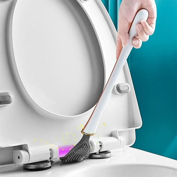 فرشاة مرحاض ووعاء حفظ من السيليكون الصحي PureSense SilicoClean — أبيض