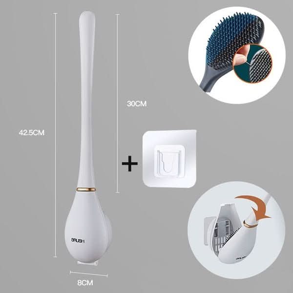 فرشاة مرحاض ووعاء حفظ من السيليكون الصحي PureSense SilicoClean — أبيض