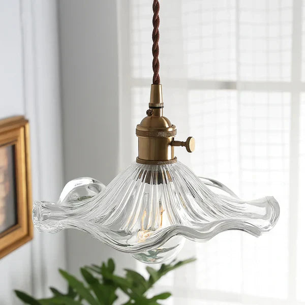 Art Deco Inspired Glass Fixture With Scalloped Edge Ceiling Or Pendant Light For Hallways And Living Areas