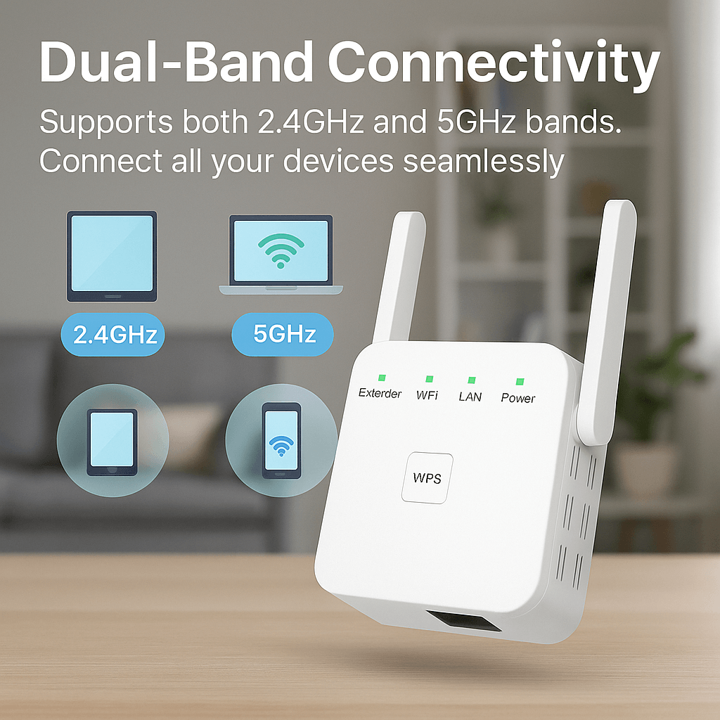 5G Dual Band WiFi Extender 300Mbps Reach Up To 1000ft With WPS