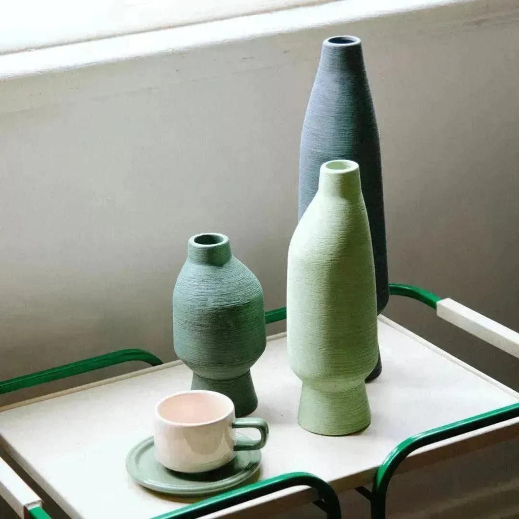 Ceramic Vase Organic Green Sculpture 20cm 30cm 40cm Living Room Modern Decor