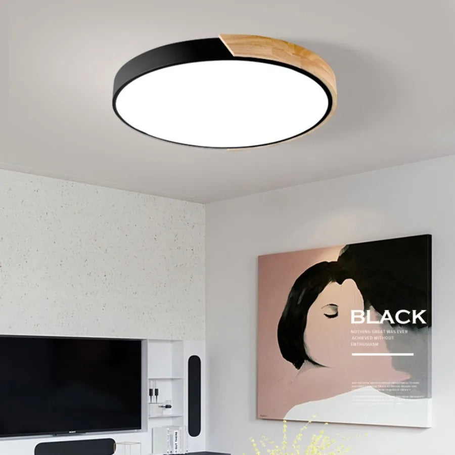 Lysera Nordic Glow Wood Circular Ceiling Light In Macaroon Style For Cozy Nordic Interiors