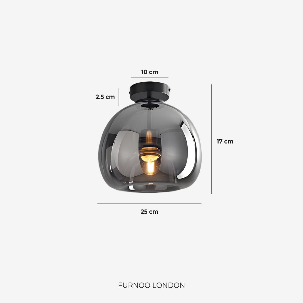 Thyra Pendant Lamp With Tinted Glass, Sculptural Lighting, Amber Smoke Gray