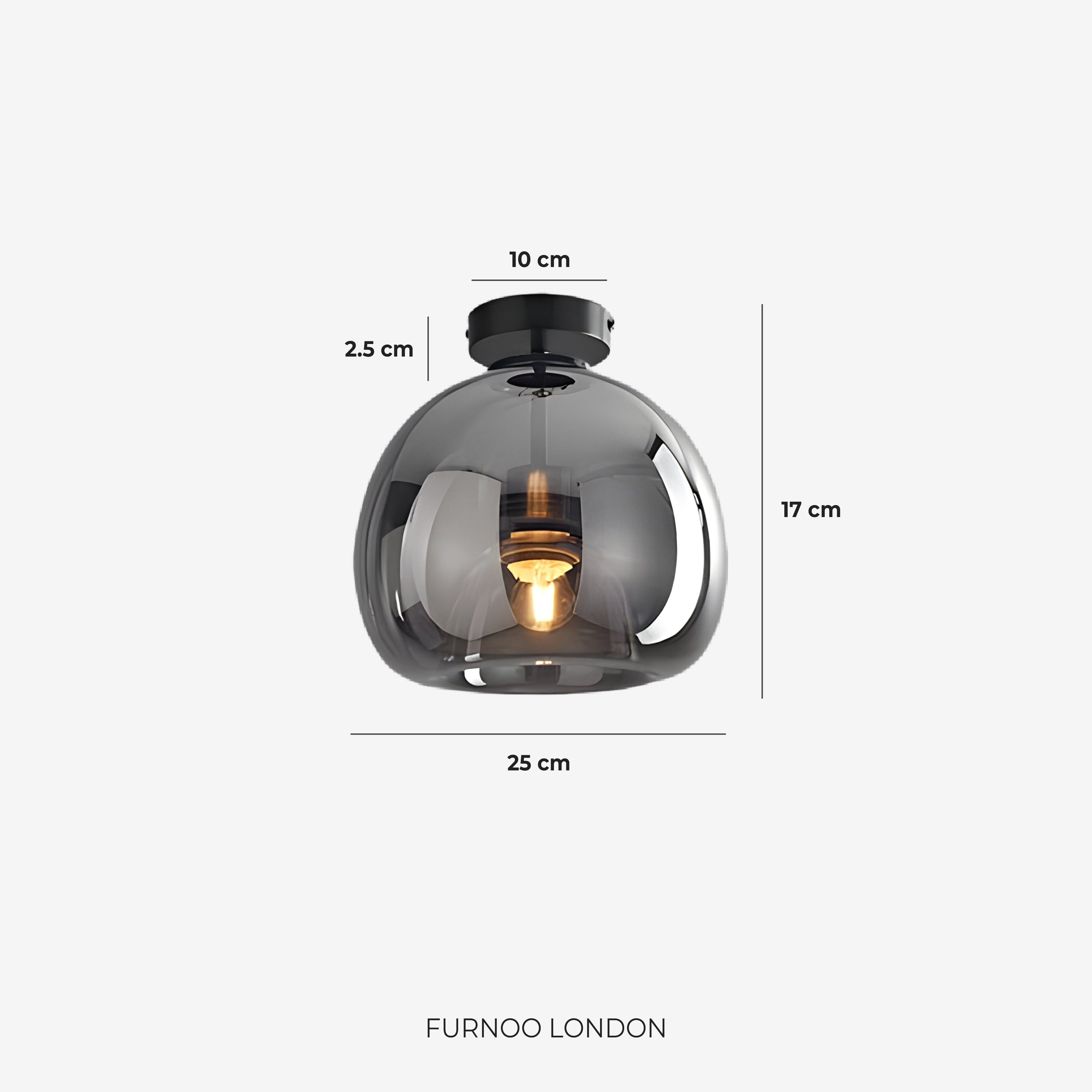 Thyra Pendant Lamp With Tinted Glass, Sculptural Lighting, Amber Smoke Gray