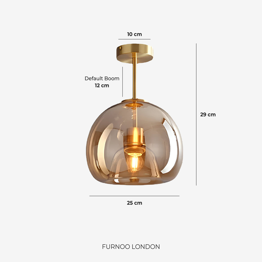 Thyra Pendant Lamp With Tinted Glass, Sculptural Lighting, Amber Smoke Gray