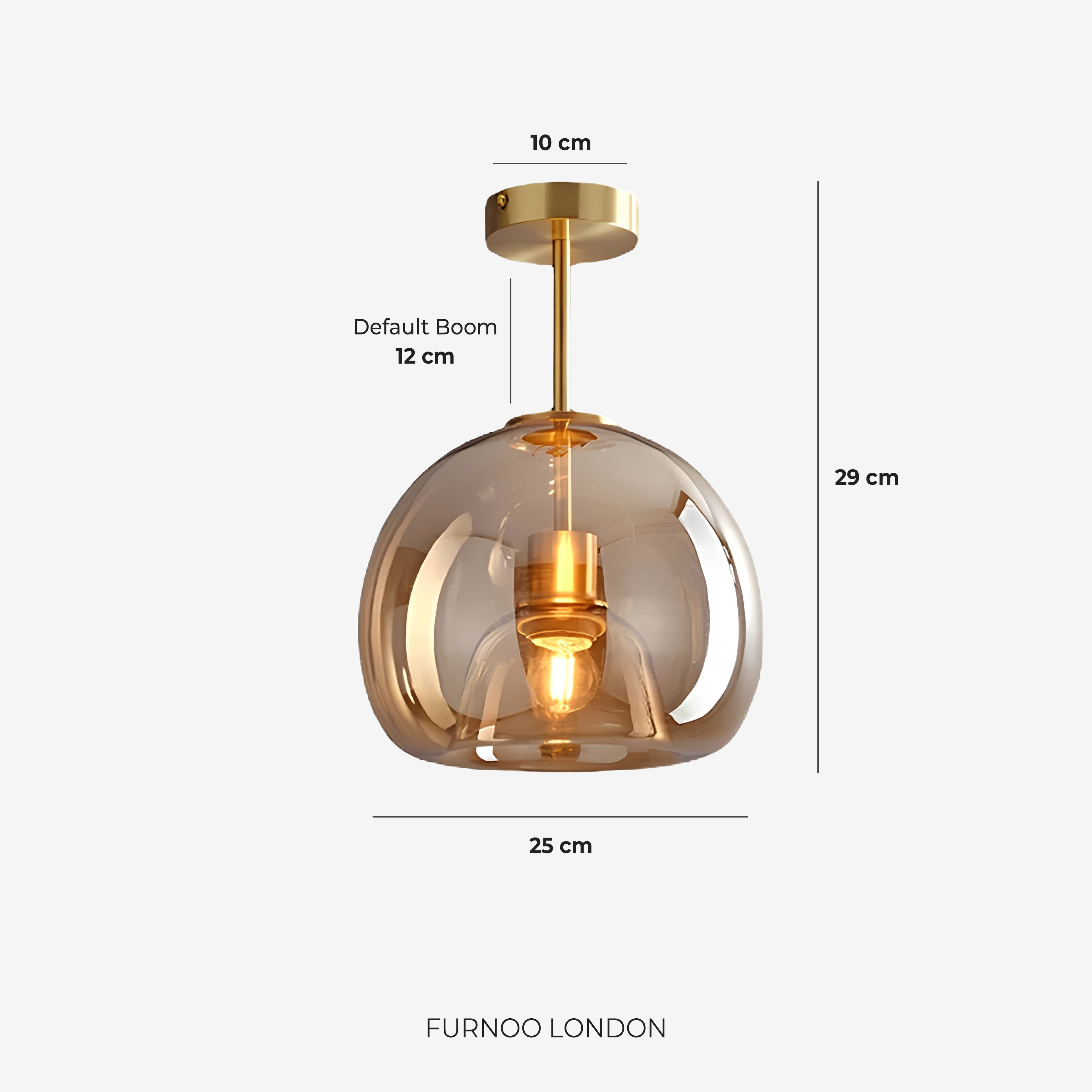Thyra Pendant Lamp With Tinted Glass, Sculptural Lighting, Amber Smoke Gray