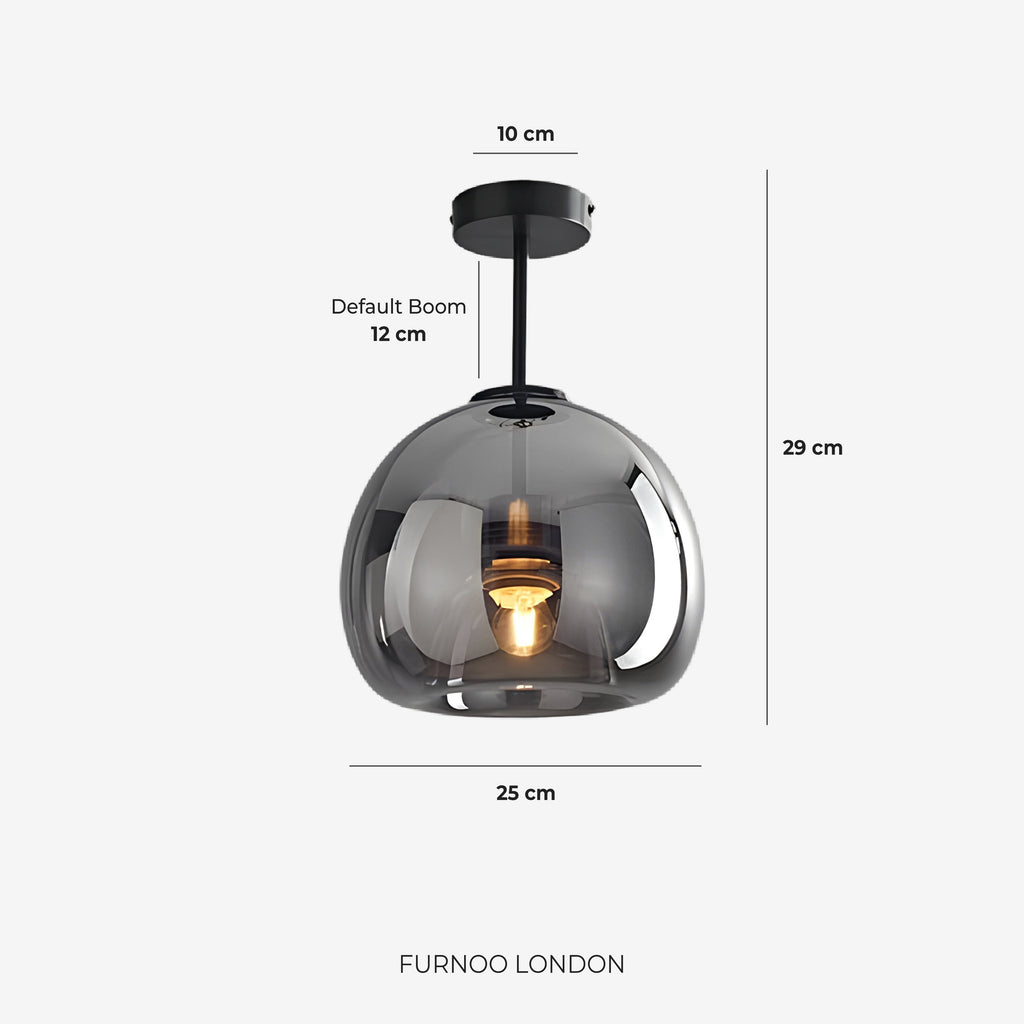Thyra Pendant Lamp With Tinted Glass, Sculptural Lighting, Amber Smoke Gray