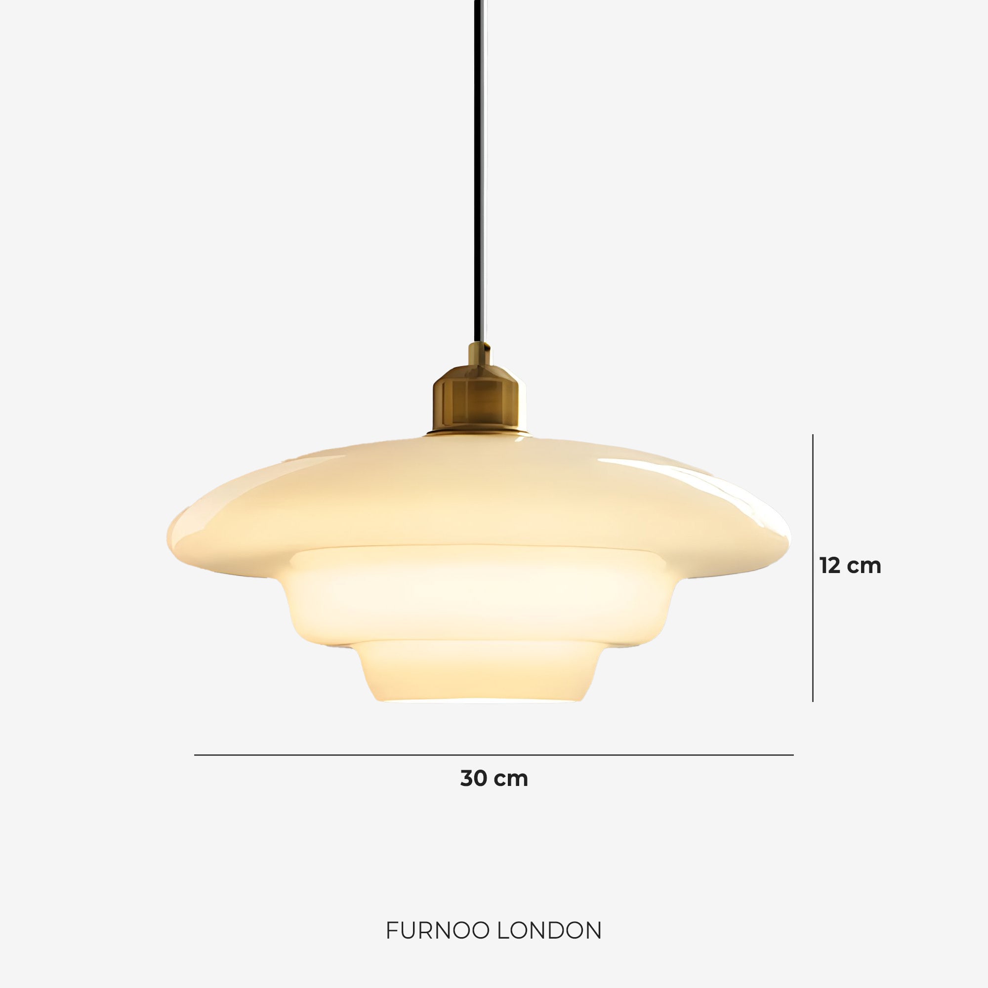 TINA Pendant Light, Mid-Century Milk-White Glass With Brushed Brass, Adjustable E27